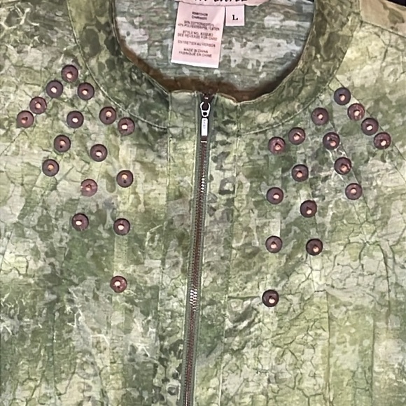 A la carte Long Sleeve Zipper Blouse Green Size L - Picture 5 of 5
